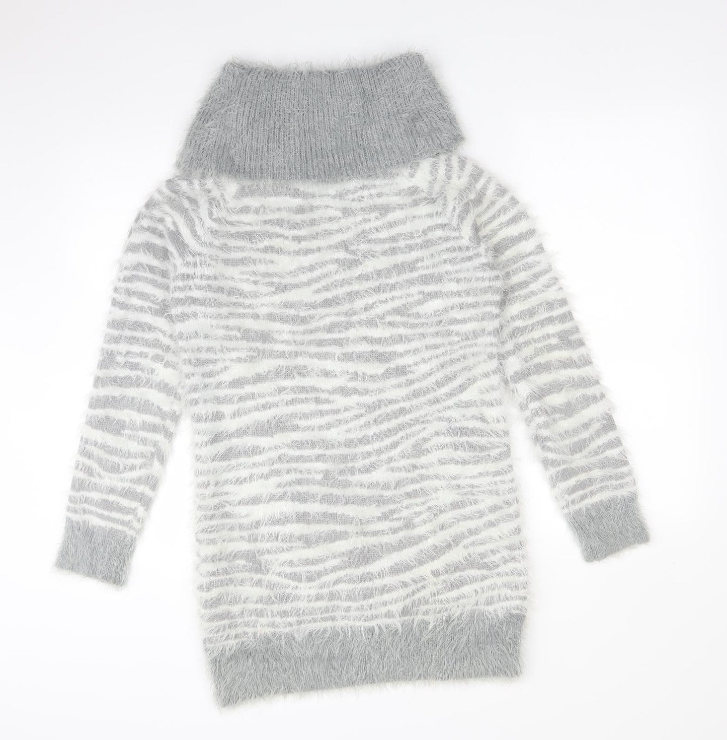 F&F Womens Multicoloured Roll Neck Animal Print Acrylic Pullover Jumper Size 10