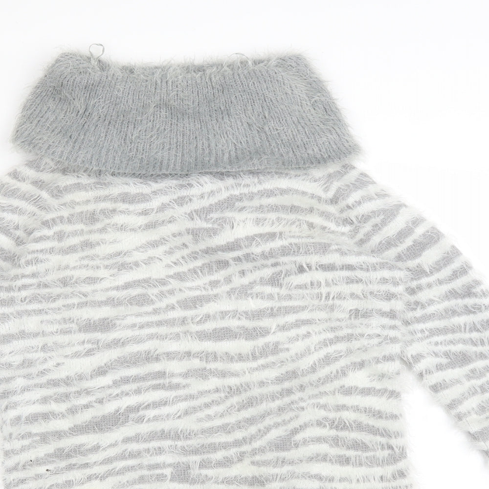 F&F Womens Multicoloured Roll Neck Animal Print Acrylic Pullover Jumper Size 10