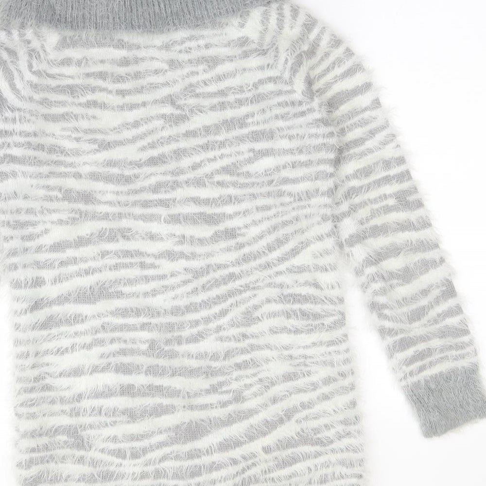 F&F Womens Multicoloured Roll Neck Animal Print Acrylic Pullover Jumper Size 10