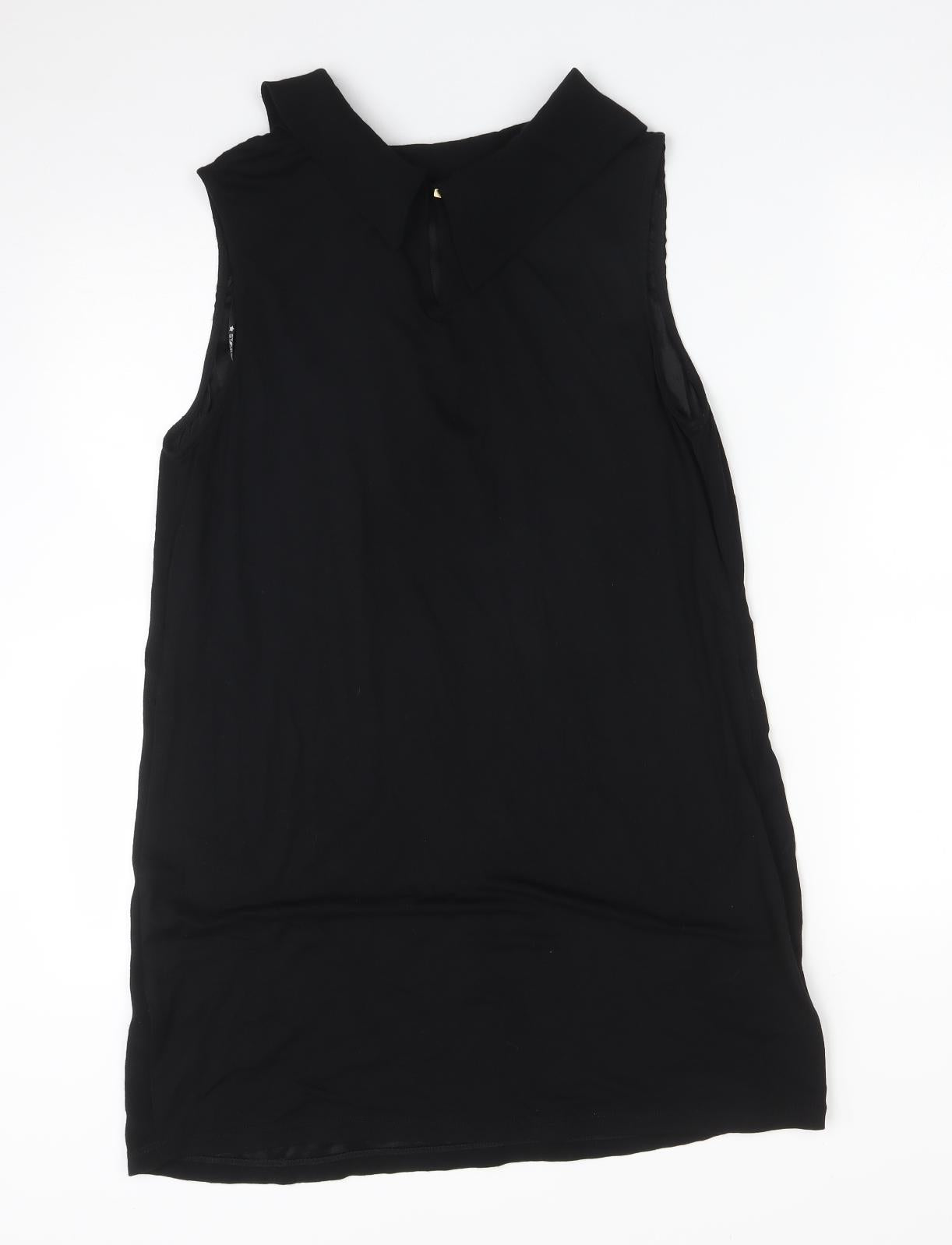 Debenhams Womens Black  Viscose Basic Blouse Size 14 Collared