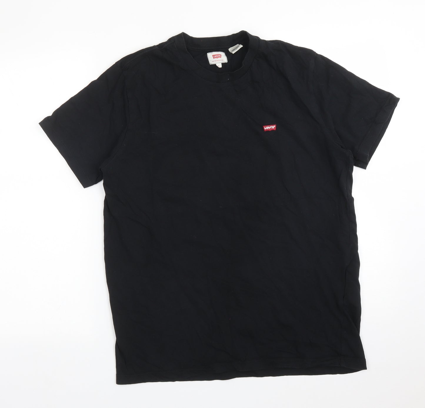 LEVI'S Mens Black  Cotton  T-Shirt Size L Crew Neck