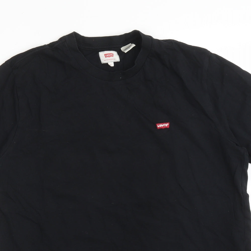 LEVI'S Mens Black  Cotton  T-Shirt Size L Crew Neck