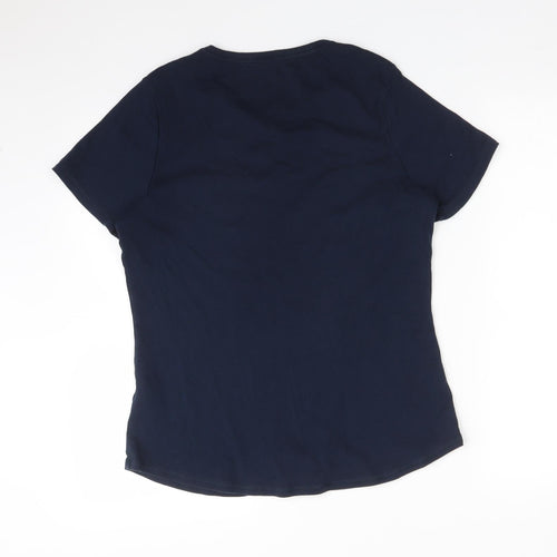 M&S Womens Blue  Cotton Basic T-Shirt Size 18 Crew Neck