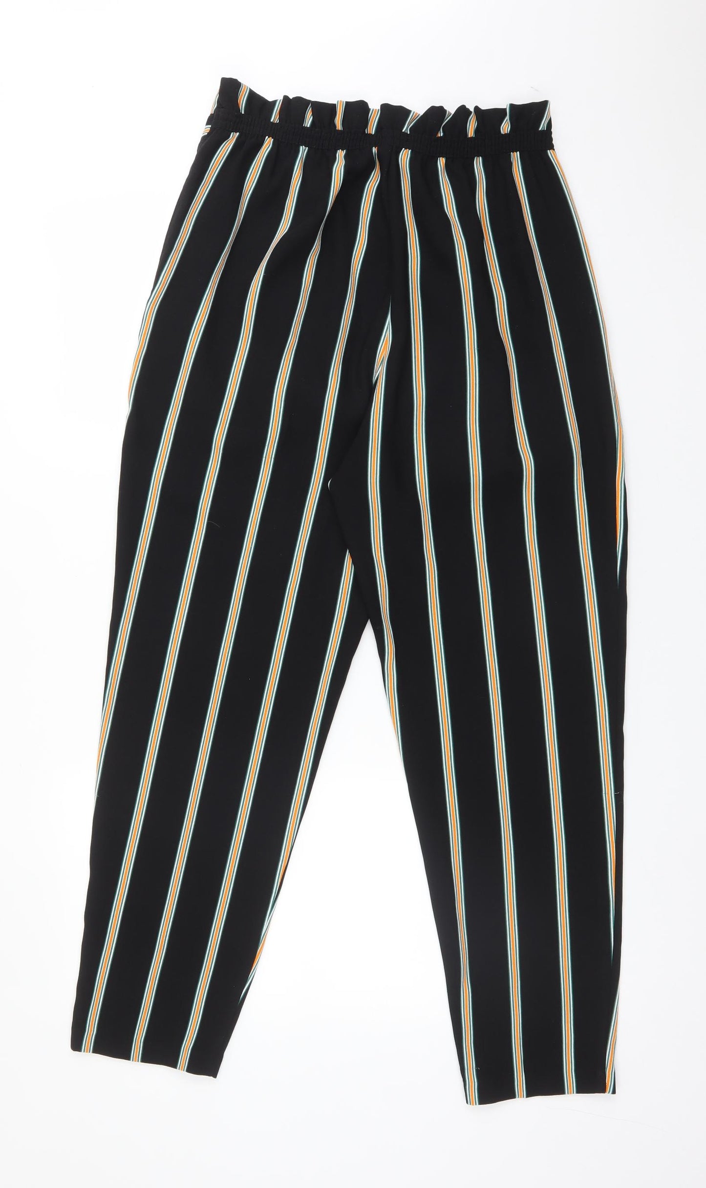 F&F Womens Multicoloured Striped Polyester Carrot Trousers Size 12 L28 in Regular