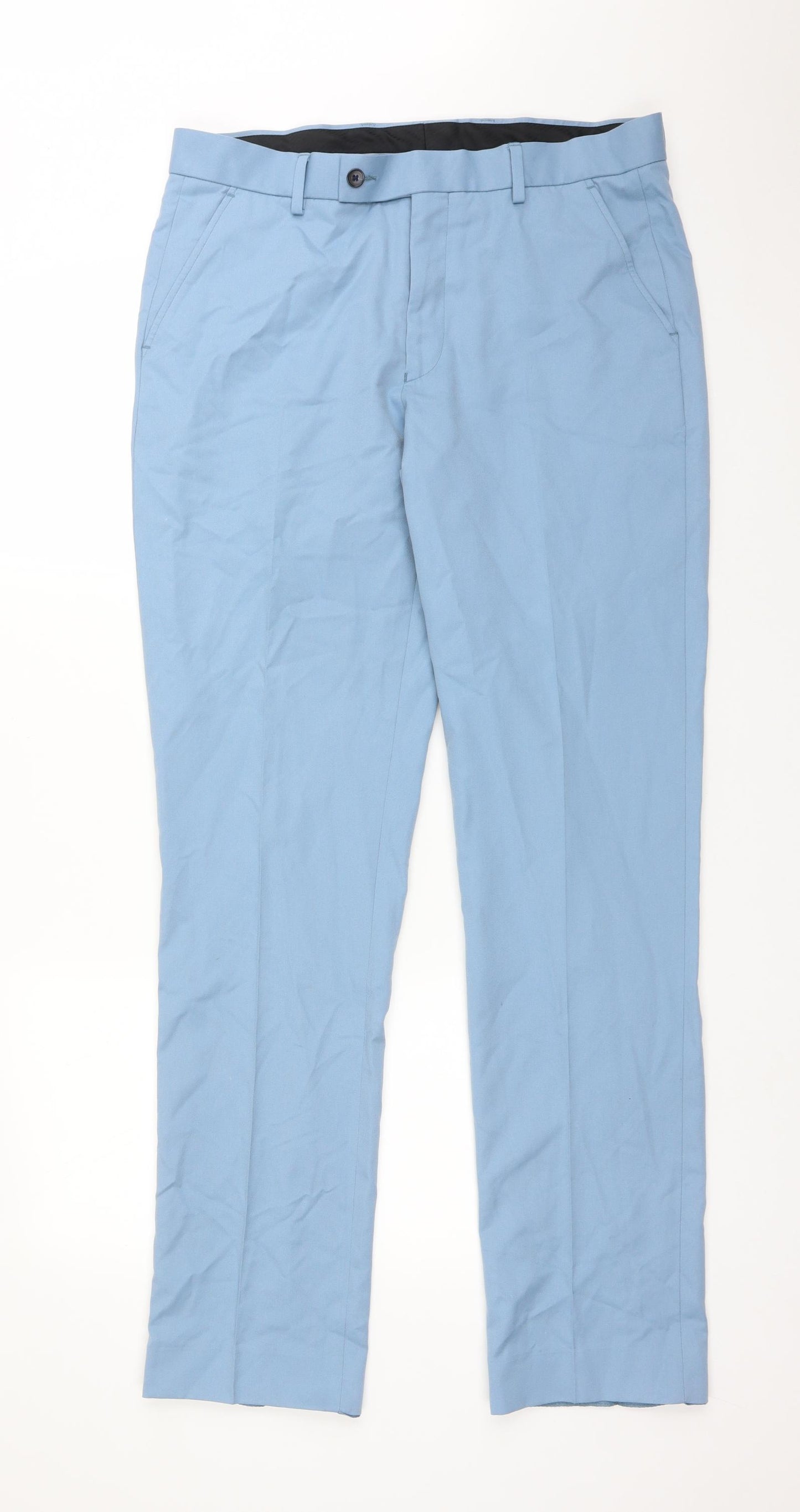 Taylor & Wright Mens Blue  Polyester Dress Pants Trousers Size 32 L33 in Regular