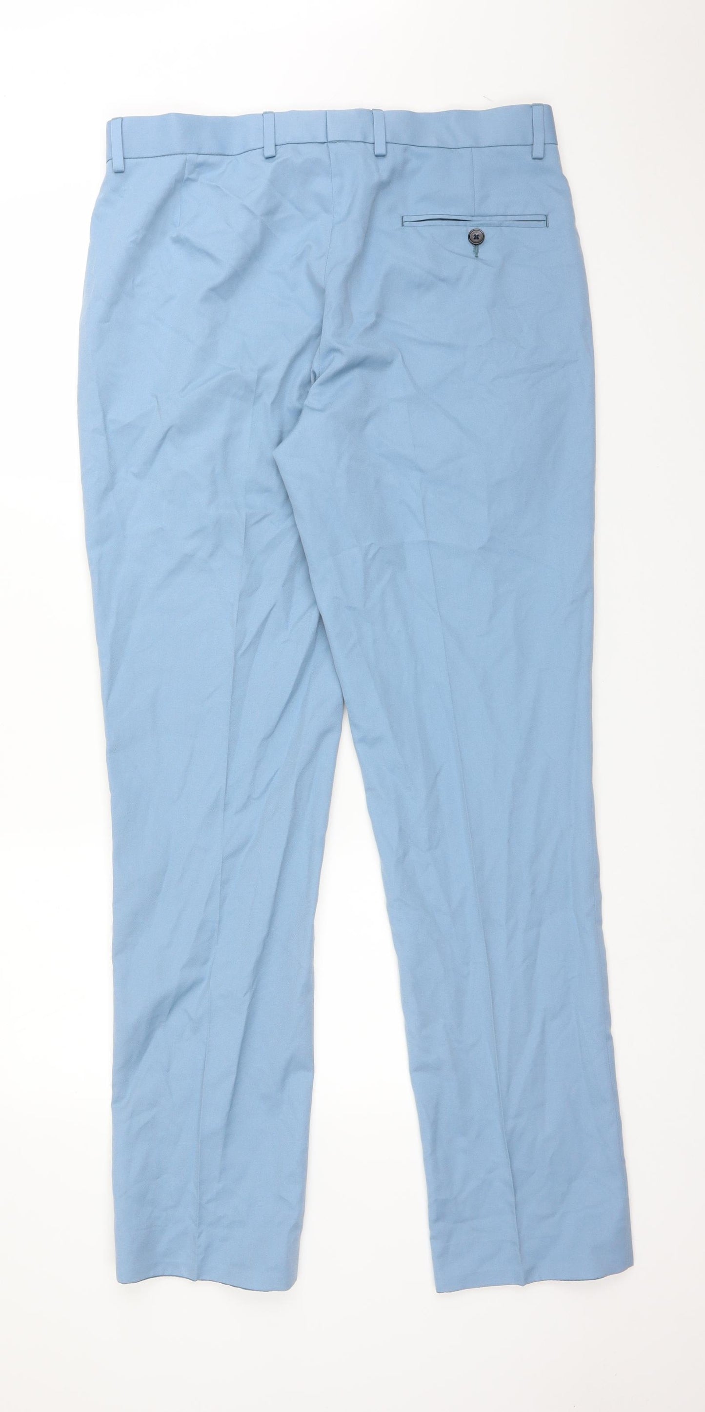 Taylor & Wright Mens Blue  Polyester Dress Pants Trousers Size 32 L33 in Regular