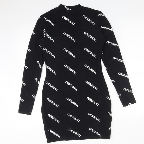 H&M Womens Black  Polyester Bodycon  Size 8  Mock Neck  - ORIGINAL