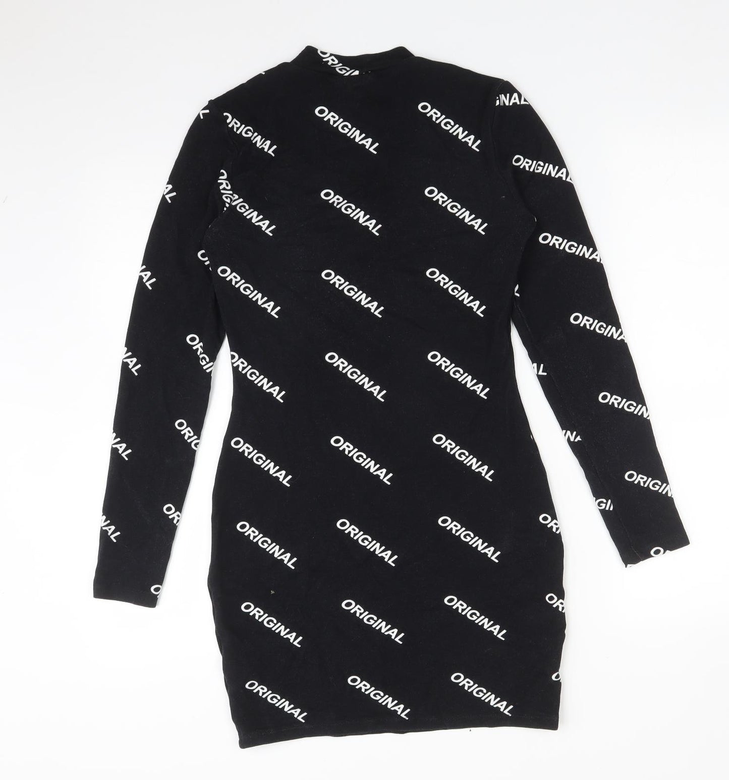 H&M Womens Black  Polyester Bodycon  Size 8  Mock Neck  - ORIGINAL
