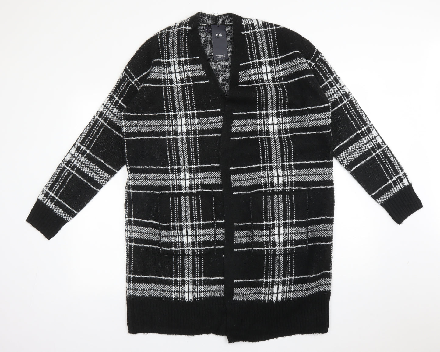 M&S Womens Multicoloured  Plaid Acrylic Cardigan Jumper Size L