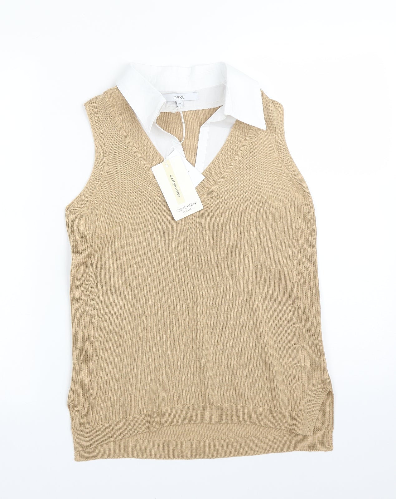 NEXT Womens Brown  Acrylic Basic T-Shirt Size XS Collared