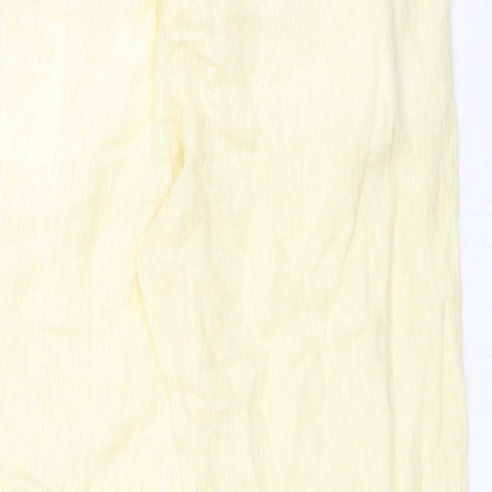 M&S Womens Yellow  Linen Trousers  Size 16 L27 in Regular