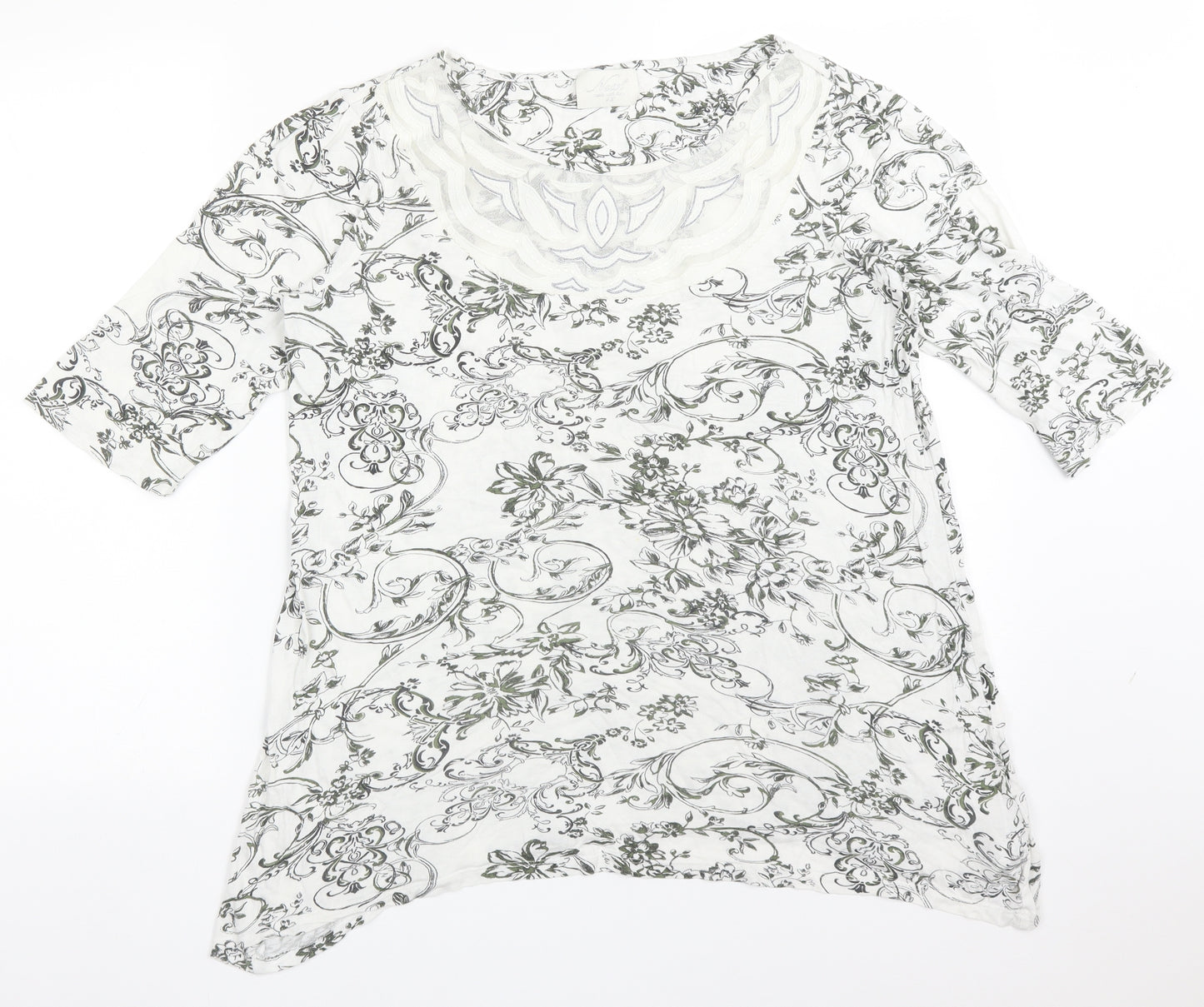 NEXT Womens Multicoloured Floral Viscose Basic T-Shirt Size 16 Round Neck