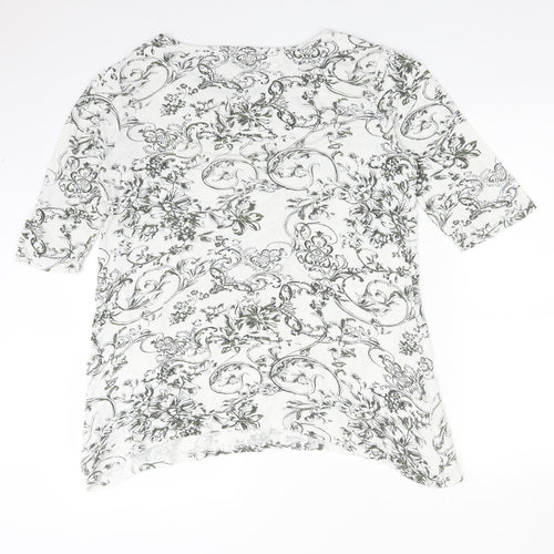 NEXT Womens Multicoloured Floral Viscose Basic T-Shirt Size 16 Round Neck