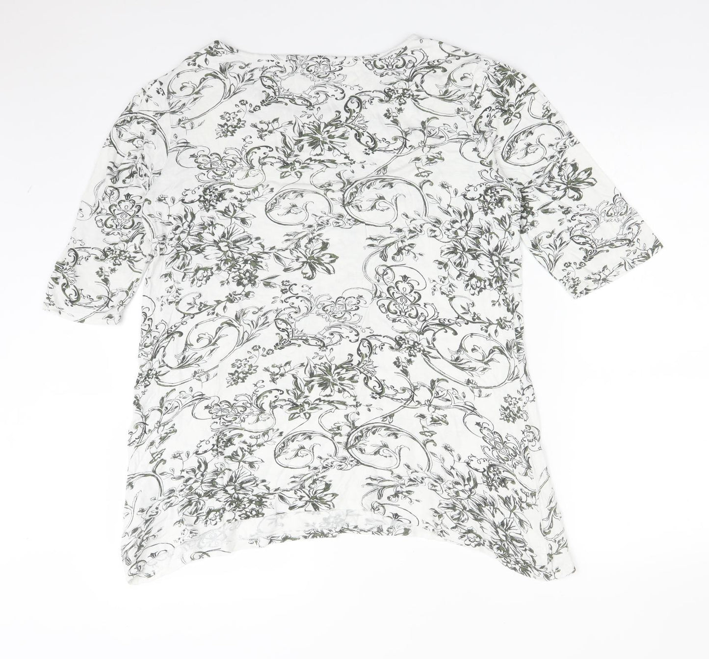 NEXT Womens Multicoloured Floral Viscose Basic T-Shirt Size 16 Round Neck