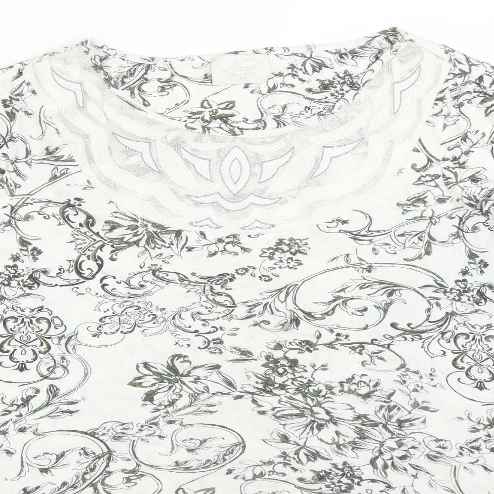 NEXT Womens Multicoloured Floral Viscose Basic T-Shirt Size 16 Round Neck