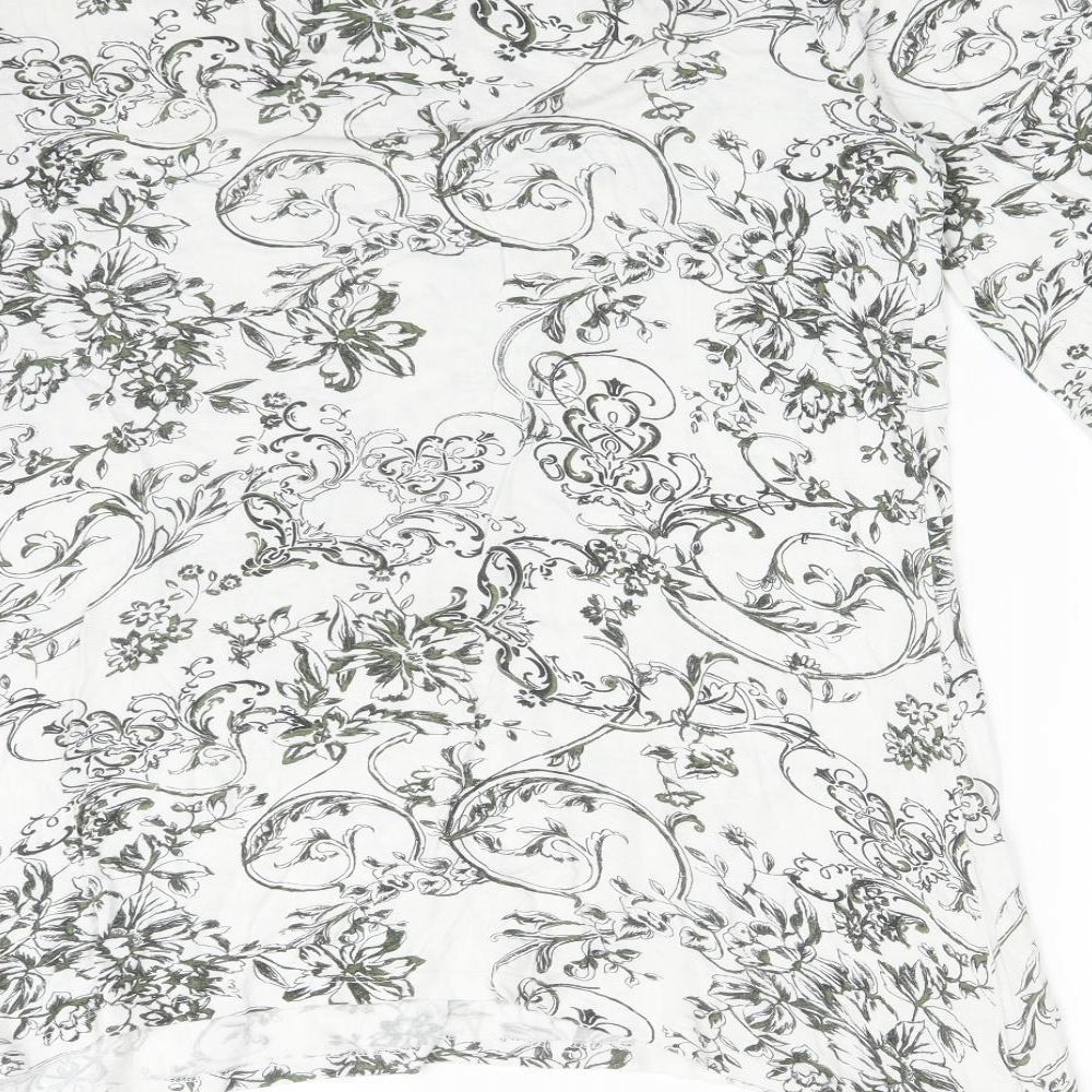 NEXT Womens Multicoloured Floral Viscose Basic T-Shirt Size 16 Round Neck