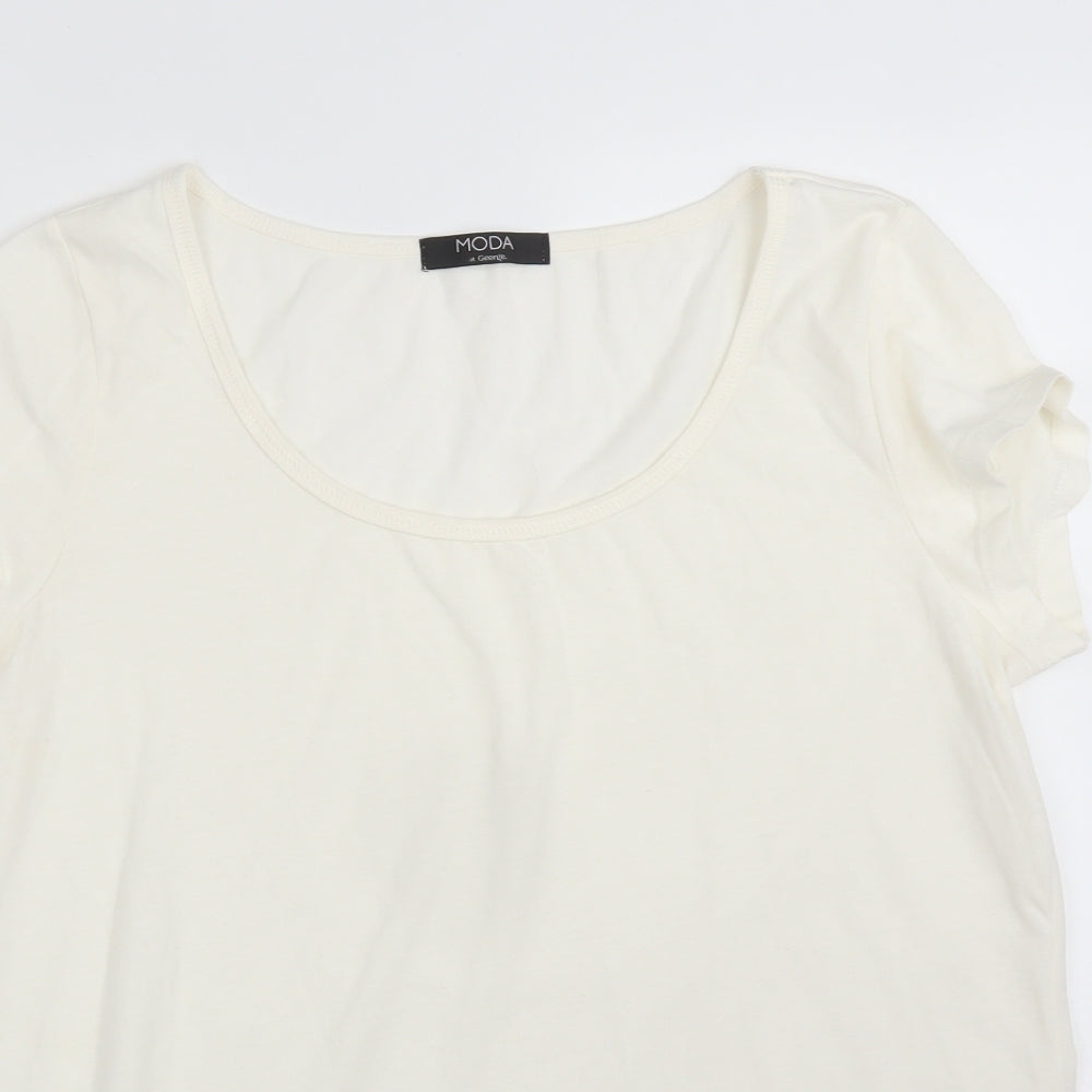 George Womens Ivory  Cotton Basic T-Shirt Size 16 Scoop Neck