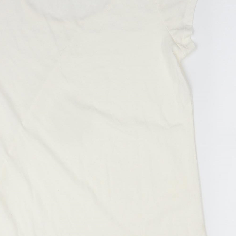 George Womens Ivory  Cotton Basic T-Shirt Size 16 Scoop Neck