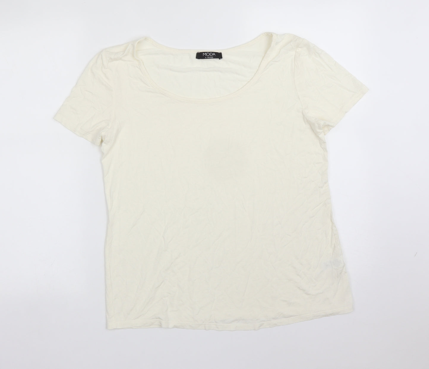 George Womens Ivory  Viscose Basic T-Shirt Size 16 Round Neck