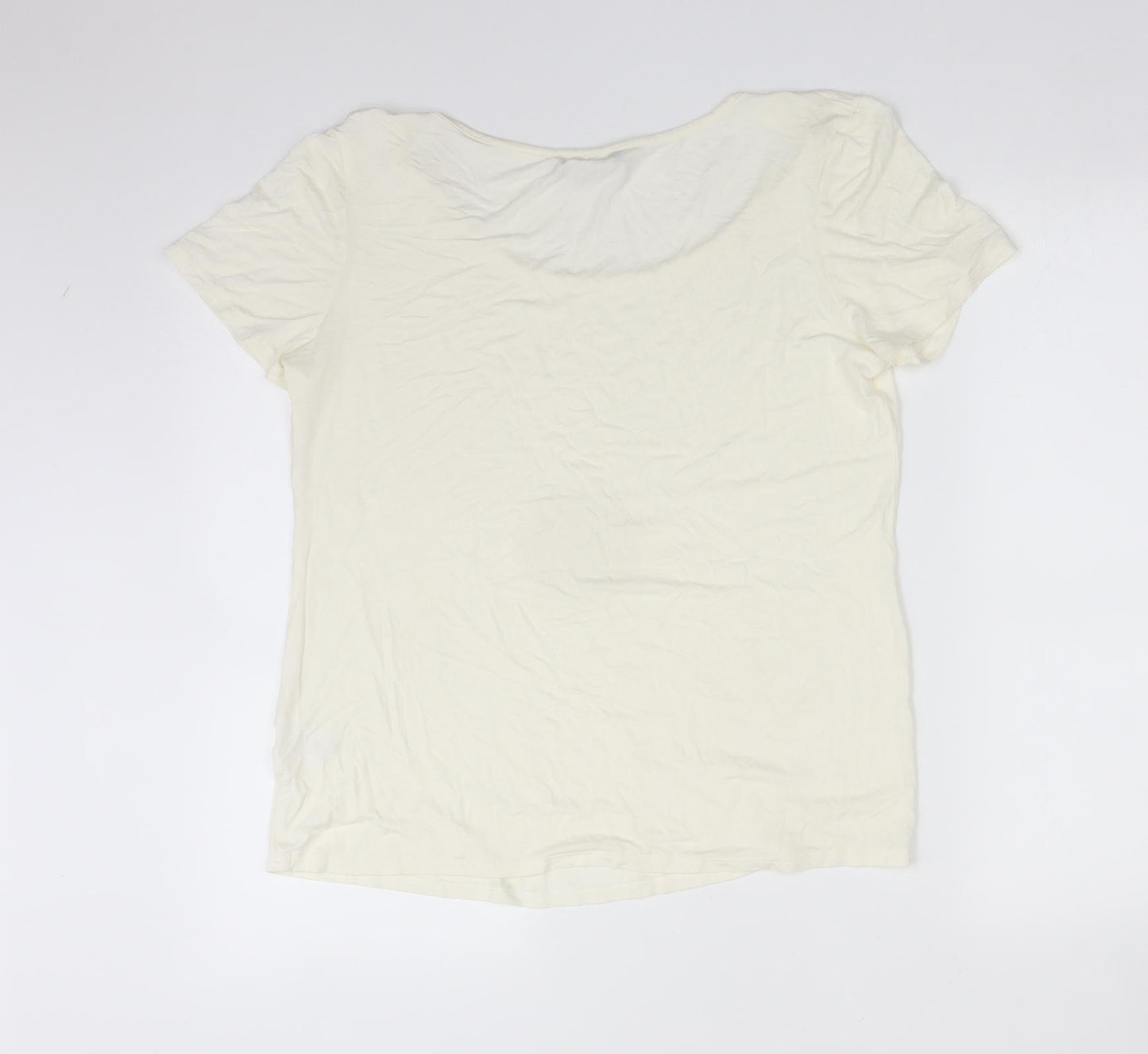 George Womens Ivory  Viscose Basic T-Shirt Size 16 Round Neck