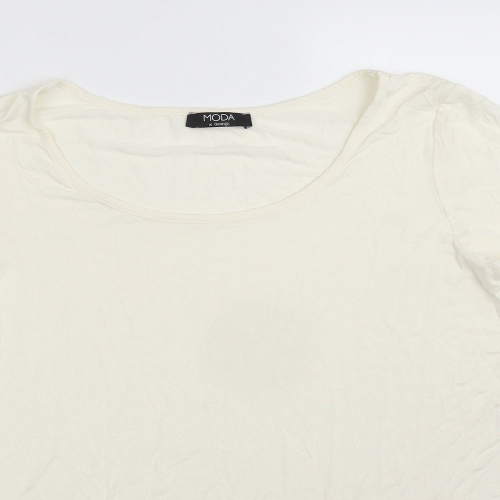 George Womens Ivory  Viscose Basic T-Shirt Size 16 Round Neck