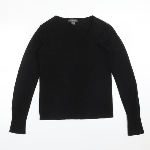 Primark Womens Black  Acrylic Basic T-Shirt Size XS V-Neck
