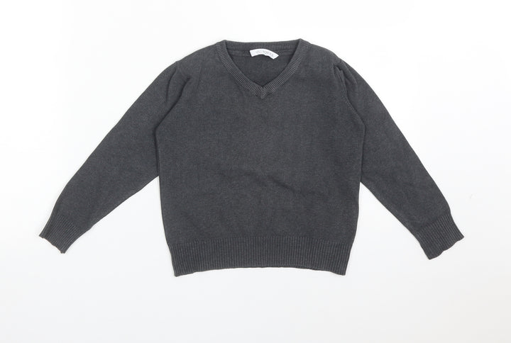 M&S Boys Grey Cotton Pullover Sweatshirt Size 4-5 Years - SCHOOL