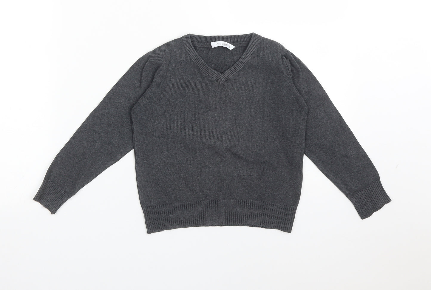 M&S Boys Grey  Cotton Pullover Sweatshirt Size 4-5 Years   - SCHOOL