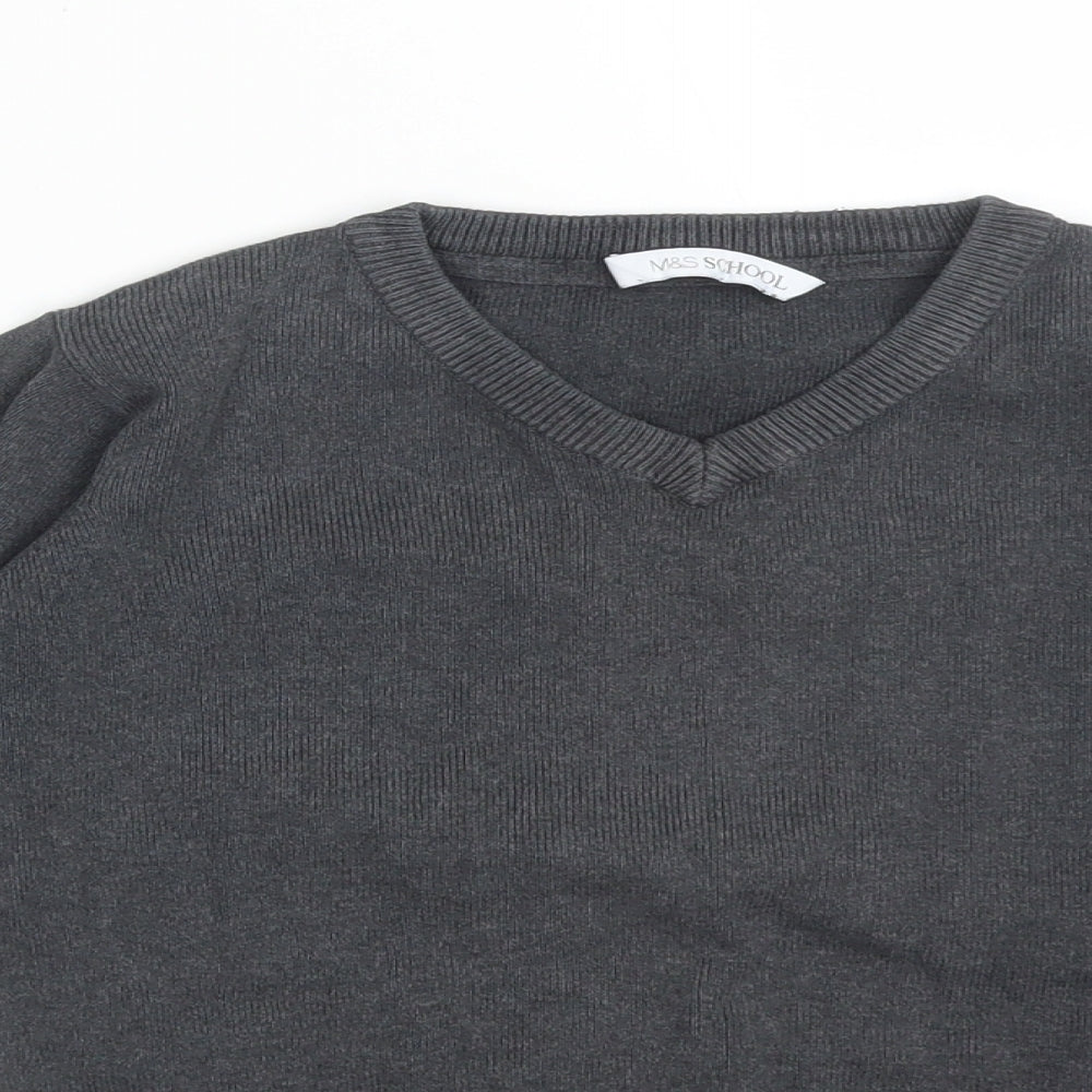 M&S Boys Grey  Cotton Pullover Sweatshirt Size 4-5 Years   - SCHOOL