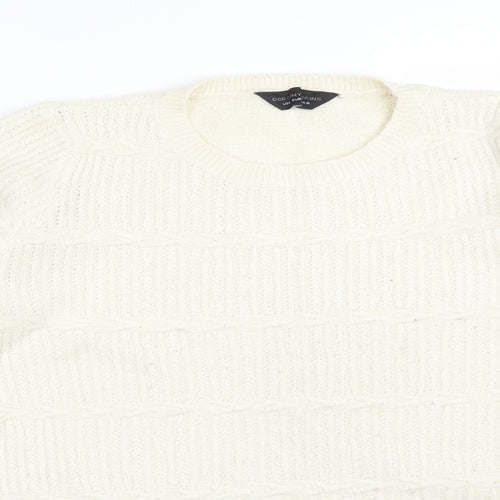 Dorothy Perkins Womens White Round Neck  Acrylic Pullover Jumper Size 10
