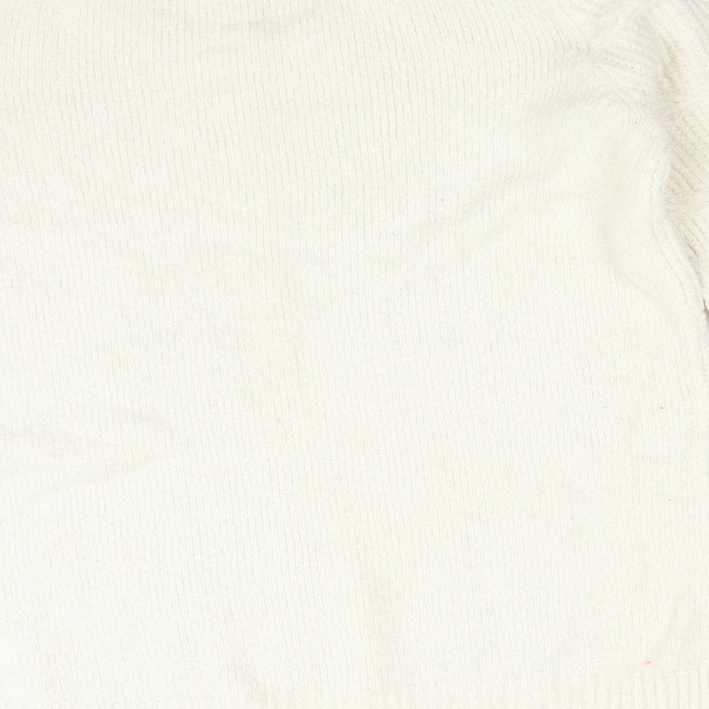 Dorothy Perkins Womens White Round Neck  Acrylic Pullover Jumper Size 10