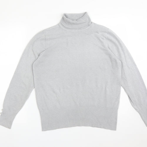 CMD Womens Grey  Acrylic Basic T-Shirt Size L Roll Neck