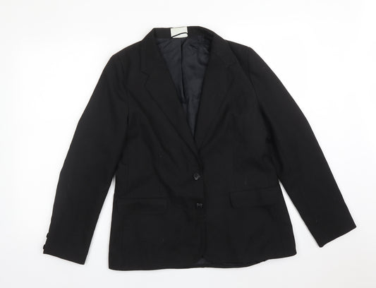 Front view of Debenhams women’s black polyester jacket suit jacket, size UK 14