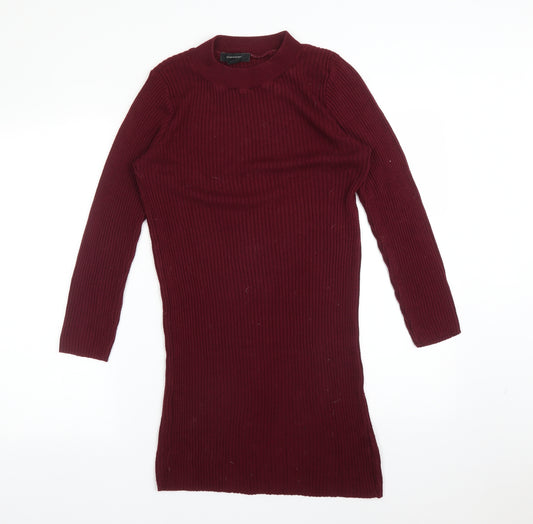 Front view of Atmosphere women’s red striped viscose bodycon, size UK 12