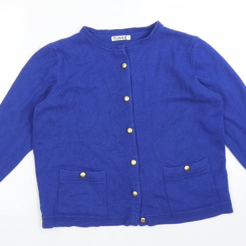 M&S Womens Blue Round Neck  Acrylic Cardigan Jumper Size 16