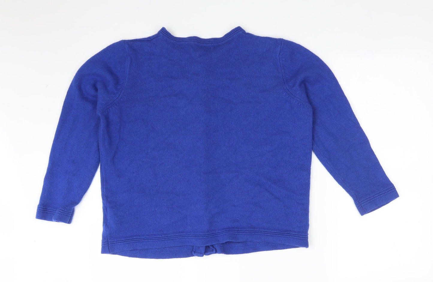 M&S Womens Blue Round Neck  Acrylic Cardigan Jumper Size 16