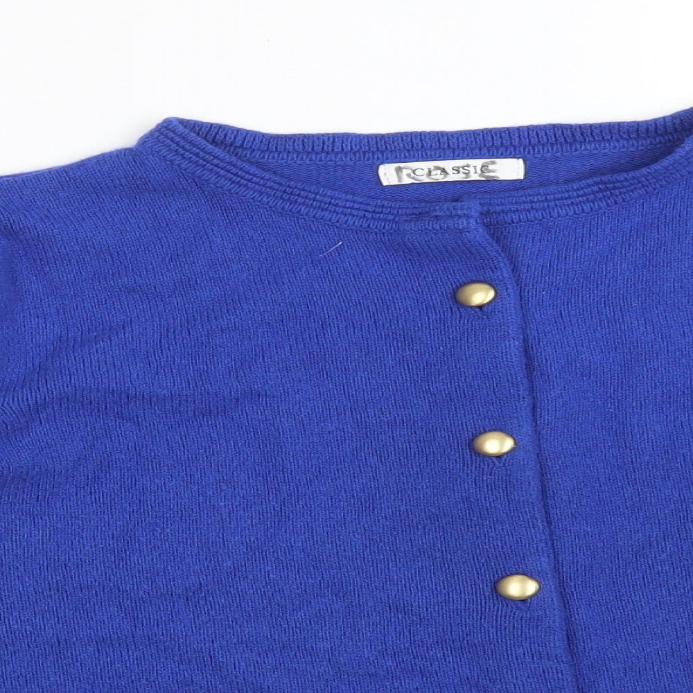 M&S Womens Blue Round Neck  Acrylic Cardigan Jumper Size 16