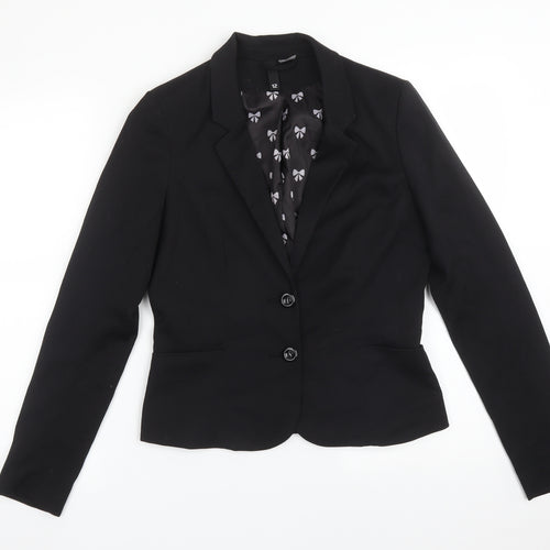 H&M Womens Black  Polyester Jacket Suit Jacket Size 12