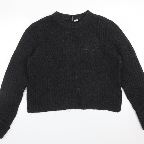 H&M Womens Grey Crew Neck  Acrylic Pullover Jumper Size L