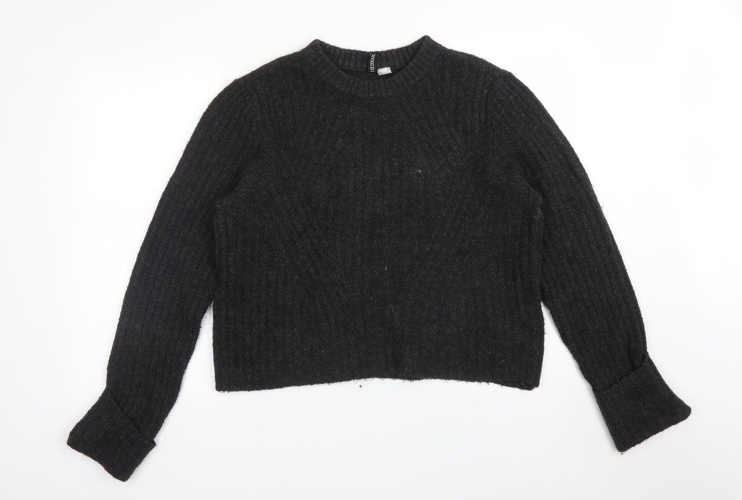H&M Womens Grey Crew Neck  Acrylic Pullover Jumper Size L