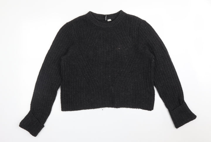 H&M Womens Grey Crew Neck  Acrylic Pullover Jumper Size L