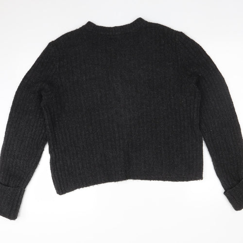 H&M Womens Grey Crew Neck  Acrylic Pullover Jumper Size L