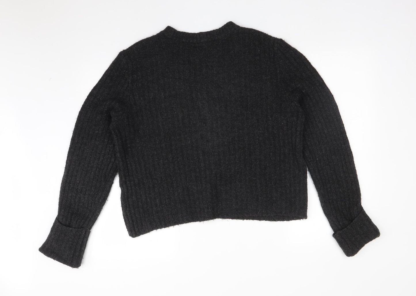 H&M Womens Grey Crew Neck  Acrylic Pullover Jumper Size L