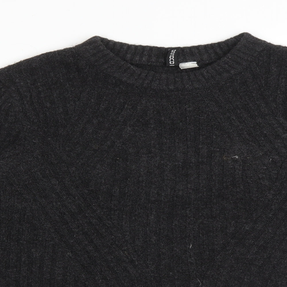 H&M Womens Grey Crew Neck  Acrylic Pullover Jumper Size L