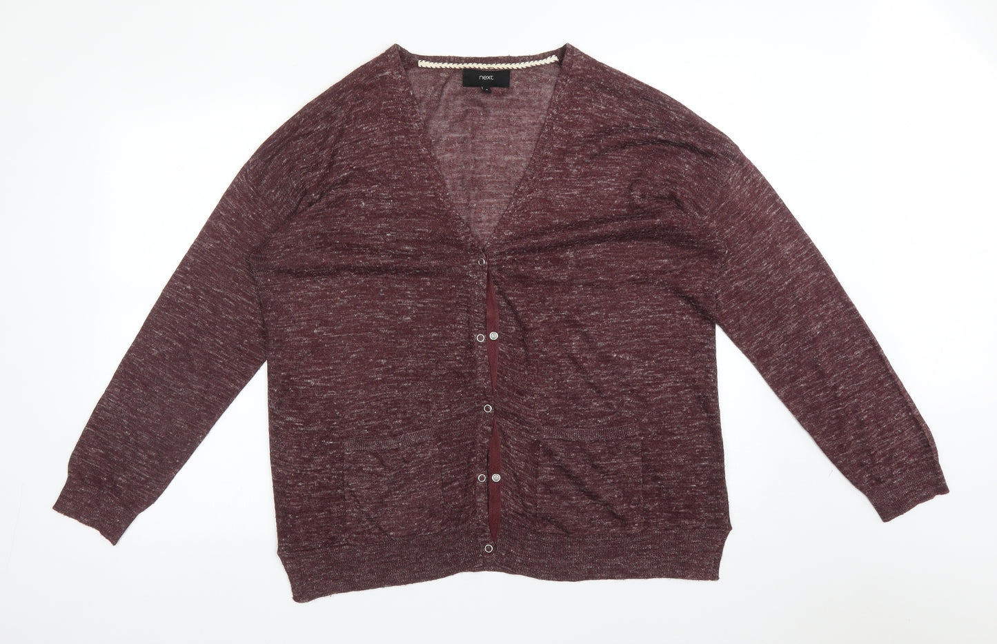 NEXT Womens Red V-Neck  Acrylic Cardigan Jumper Size 16