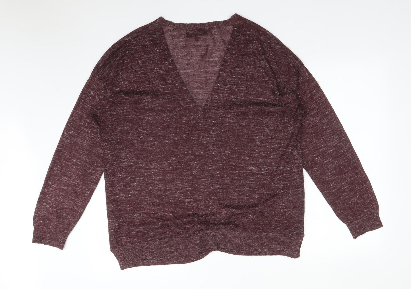 NEXT Womens Red V-Neck  Acrylic Cardigan Jumper Size 16
