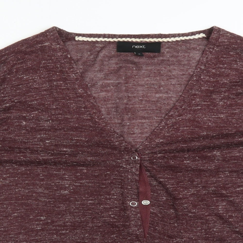 NEXT Womens Red V-Neck  Acrylic Cardigan Jumper Size 16