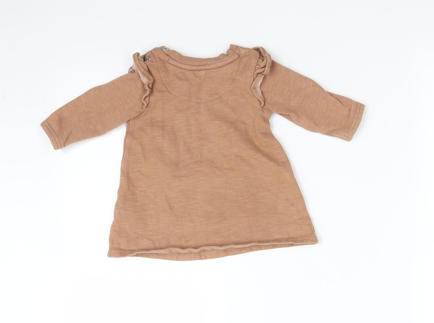 George Girls Brown  Cotton Basic T-Shirt Size 3-6 Months Crew Neck