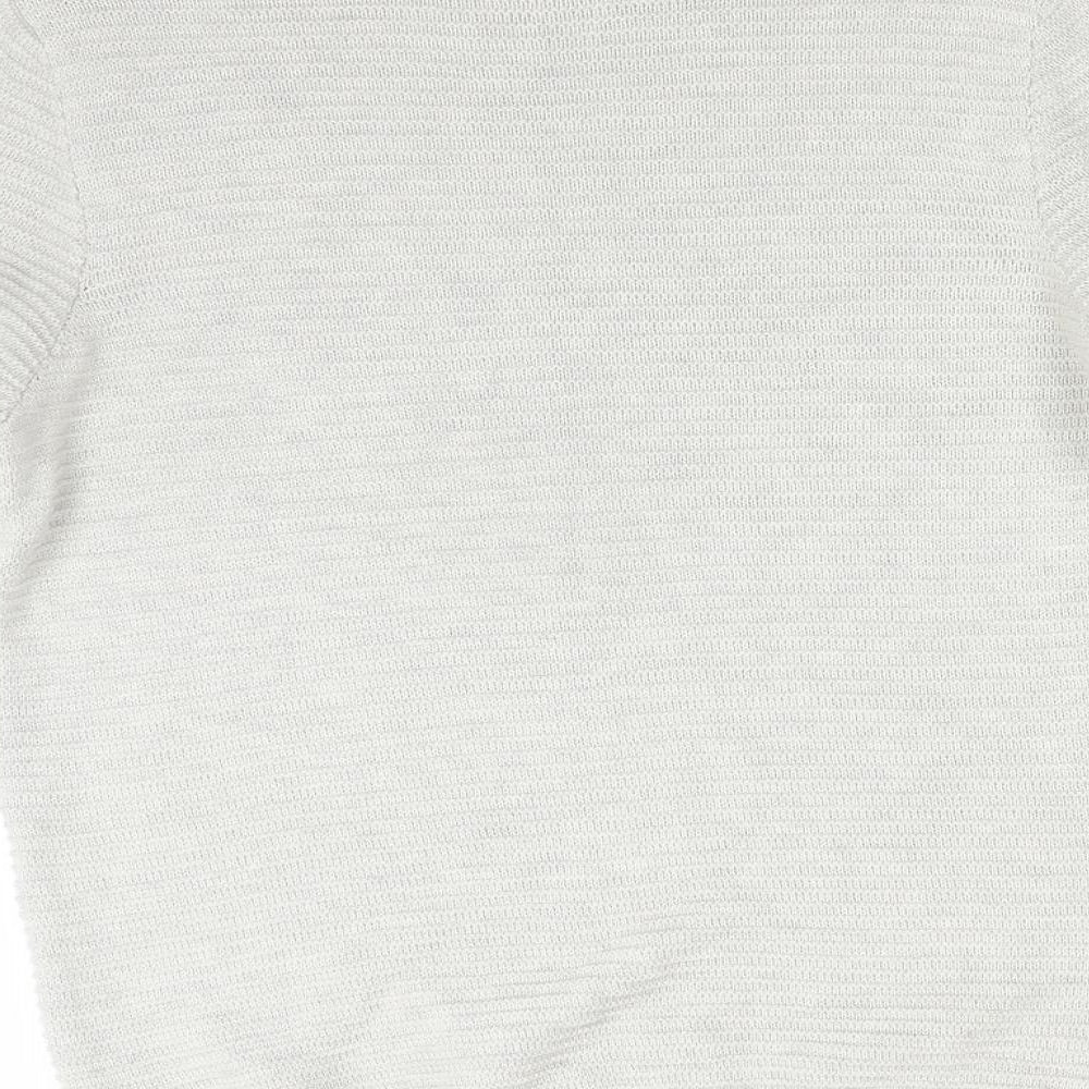 Topman Mens Grey Striped Cotton  T-Shirt Size S Crew Neck