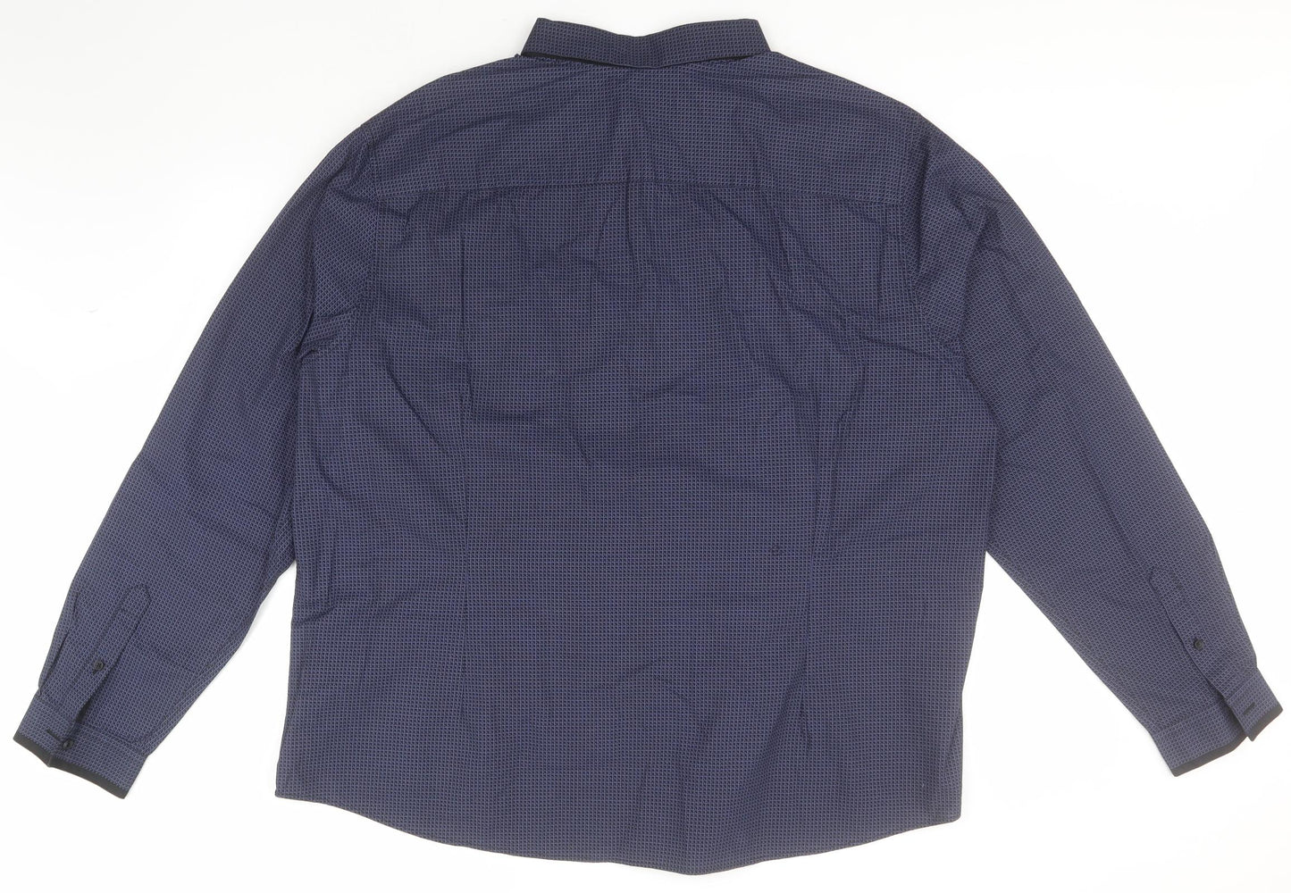 F&F Mens Blue Geometric Cotton  Button-Up Size 3XL Collared